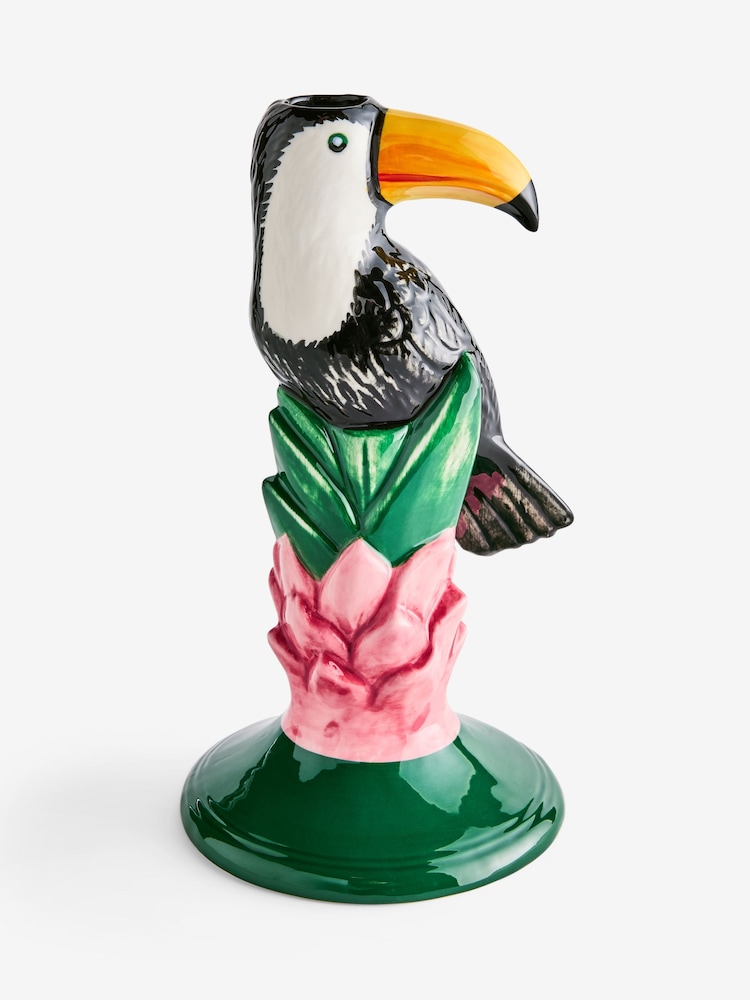 Green Toucan Ceramic Taper Candle Holder - Image 4 of 4 Green Toucan Ceramic Taper Candle Holder - Image 4 of 4