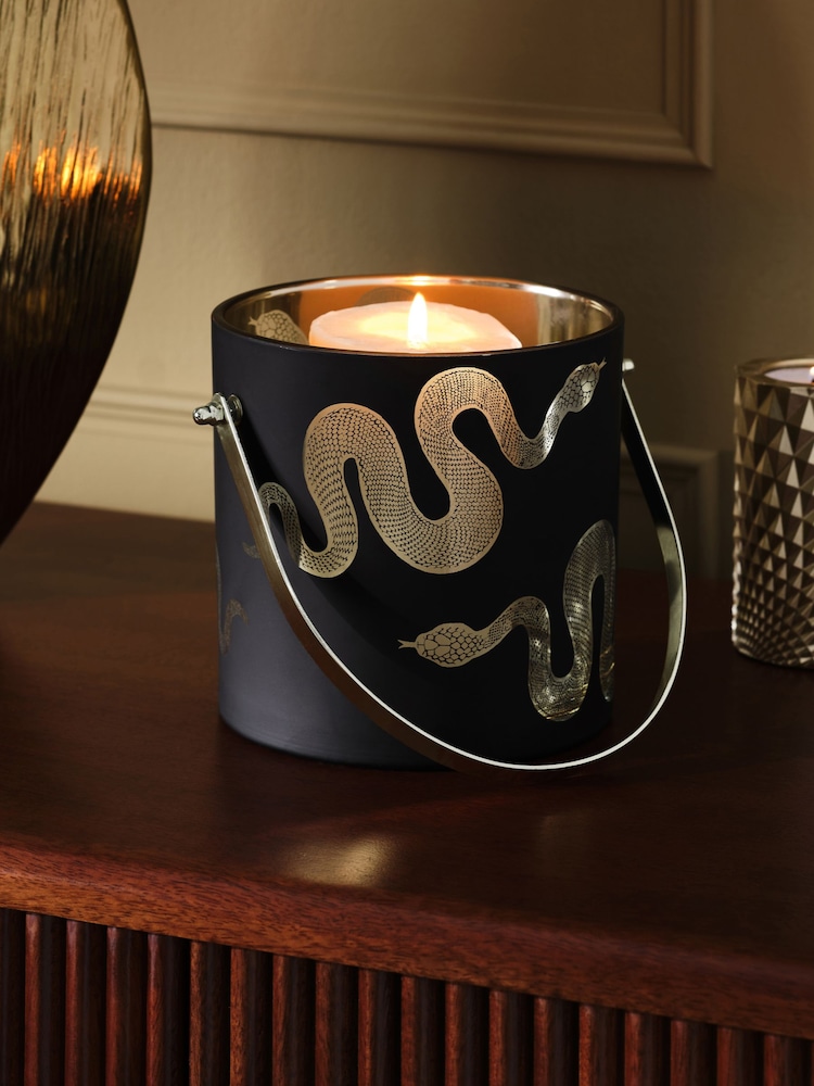 Black/Gold Snake Glass Lantern - Image 2 of 4 Black/Gold Snake Glass Lantern - Image 2 of 4