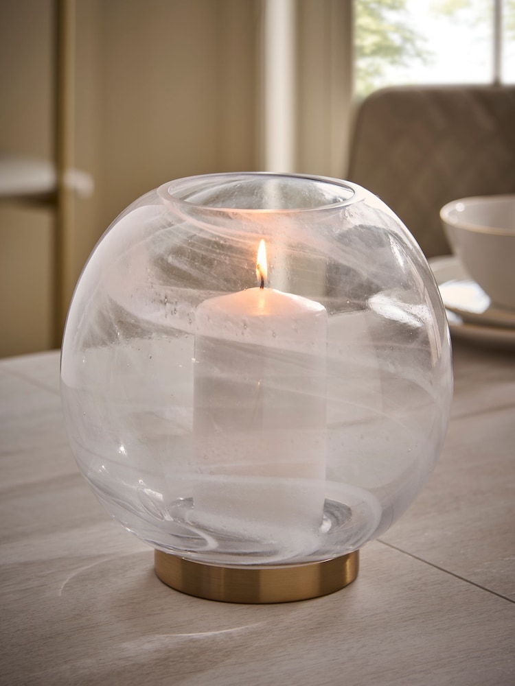 White Alabaster Glass Candle Holder Tealight - Image 1 of 3
