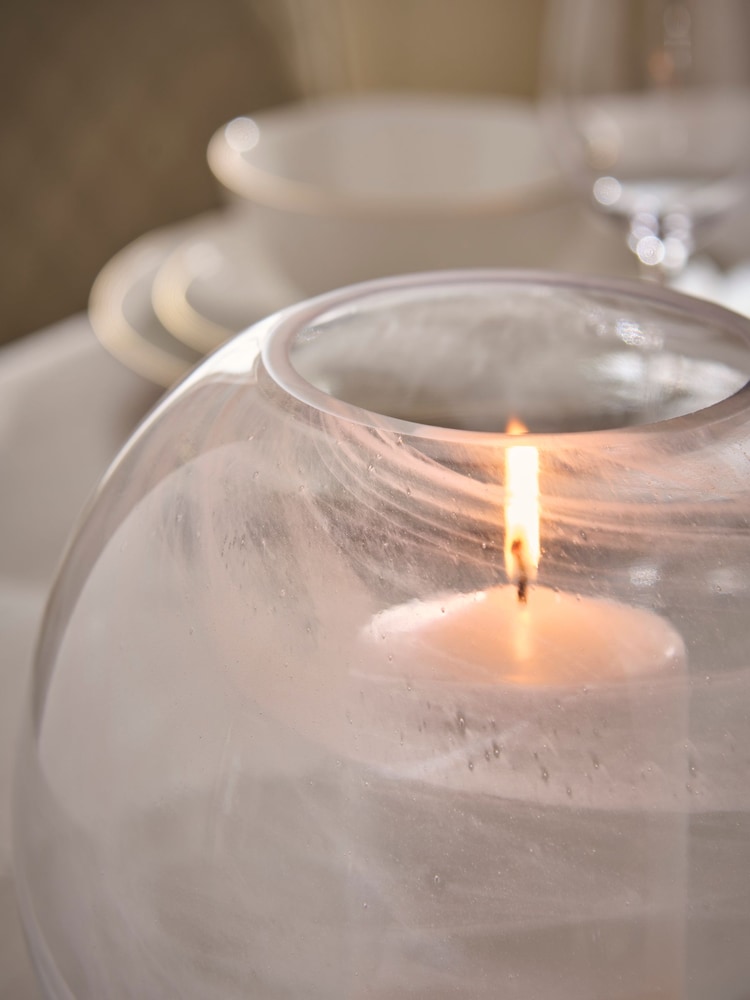 White Alabaster Glass Candle Holder Tealight - Image 2 of 3