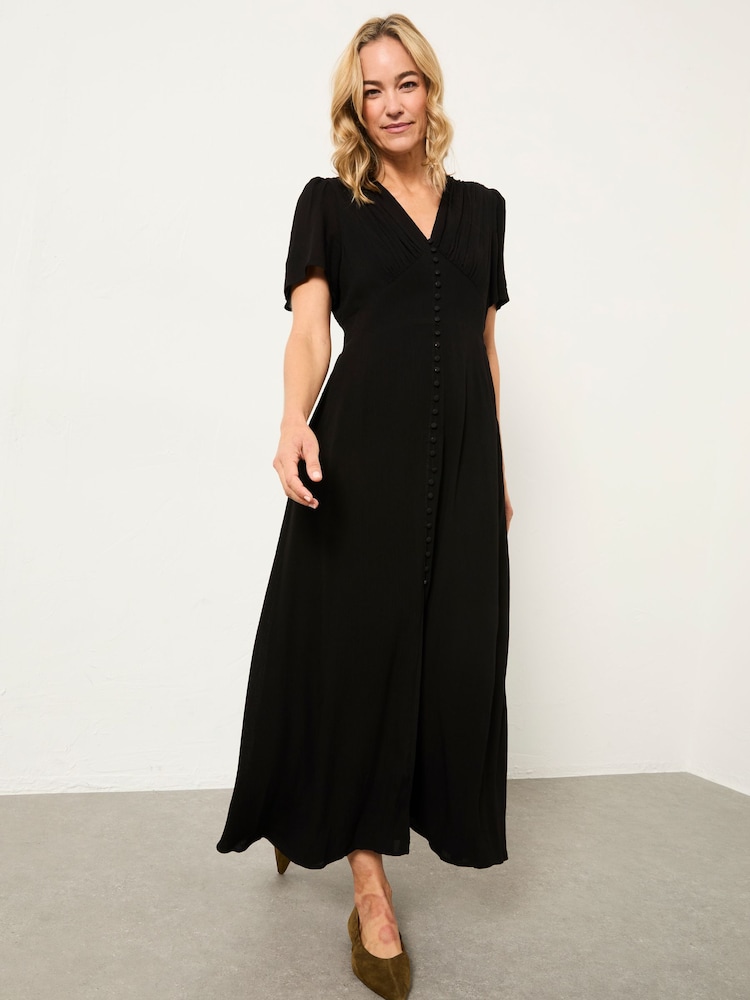 FatFace Livvy Black Midi Dress - Image 1 of 5 FatFace Livvy Black Midi Dress - Image 1 of 5