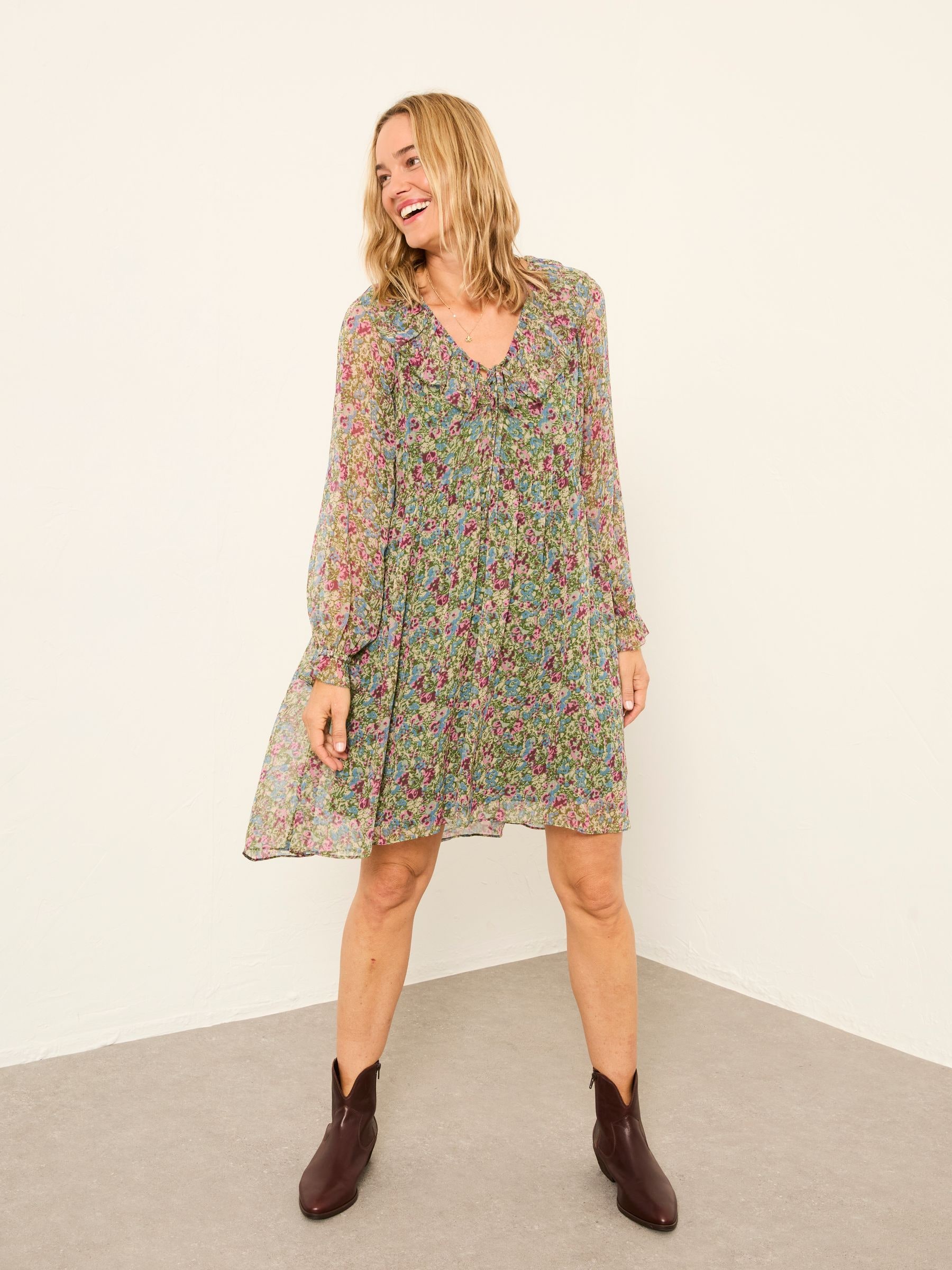 Fat Face Women's Dress - Green Ditsy Garden - Size 20 R