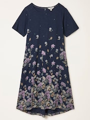 FatFace Simone Dark Navy Leaves Jersey Dress - Image 5 of 5