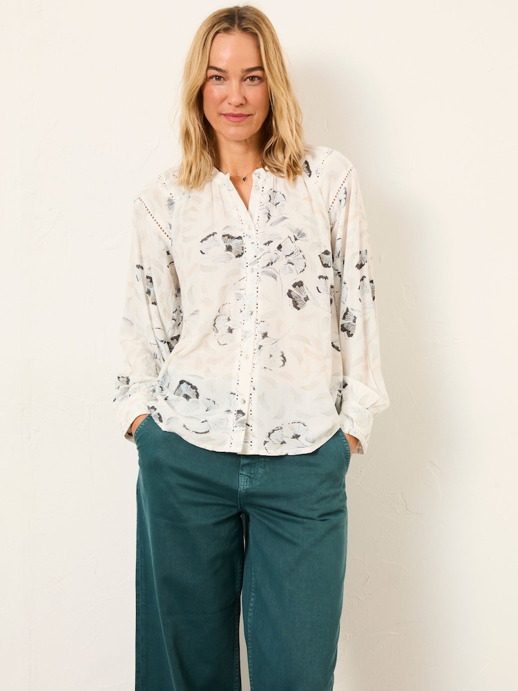 FatFace Orla Ivory Ginko Leaves Blouse - Image 1 of 5 FatFace Orla Ivory Ginko Leaves Blouse - Image 1 of 5