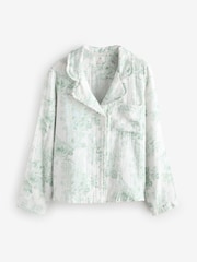 Shabby Chic Double Cloth Button Through Green Floral Pyjamas - Bild 10 von 13