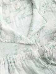 Shabby Chic Double Cloth Button Through Green Floral Pyjamas - Bild 13 von 13