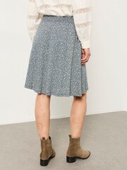 FatFace Selena Blue Ditsy Jersey Skirt - Image 2 of 6