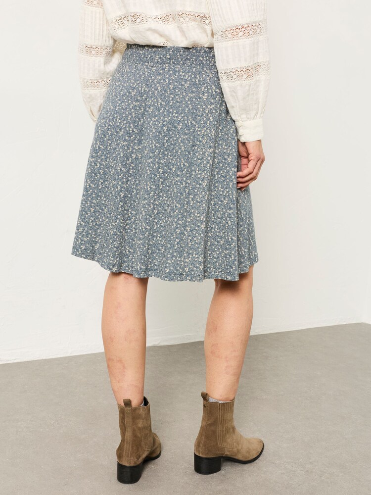 FatFace Selena Blue Ditsy Jersey Skirt - Image 2 of 6 FatFace Selena Blue Ditsy Jersey Skirt - Image 2 of 6