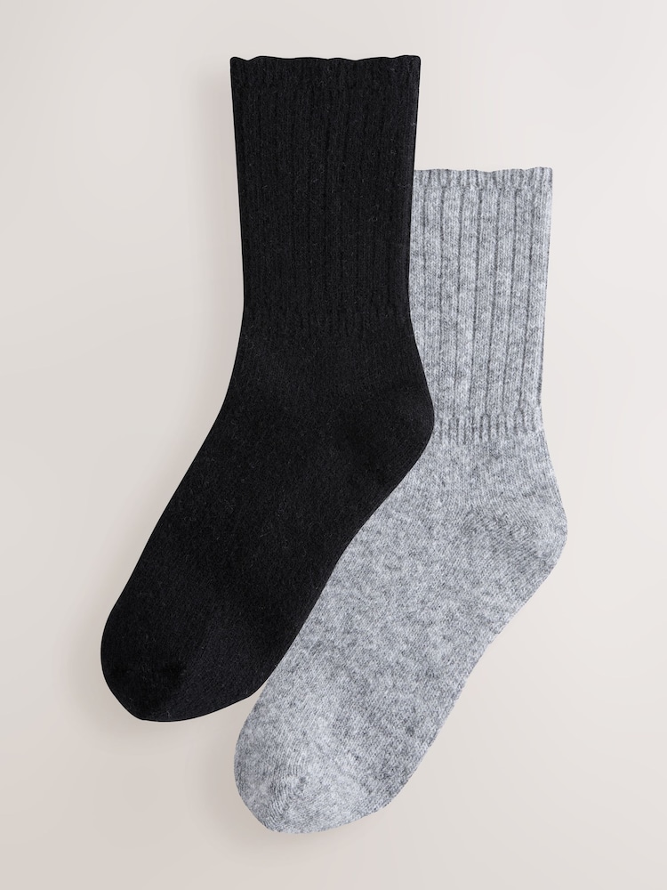 Black/Grey Containing Merino Wool Ankle Socks 2 Pack - Image 1 of 5