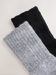 Black/Grey Containing Merino Wool Ankle Socks 2 Pack - Image 5 of 5