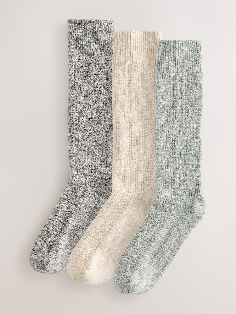 Green Cotton Slub Slouchy Ankle Socks 3 Pack - Image 1 of 6
