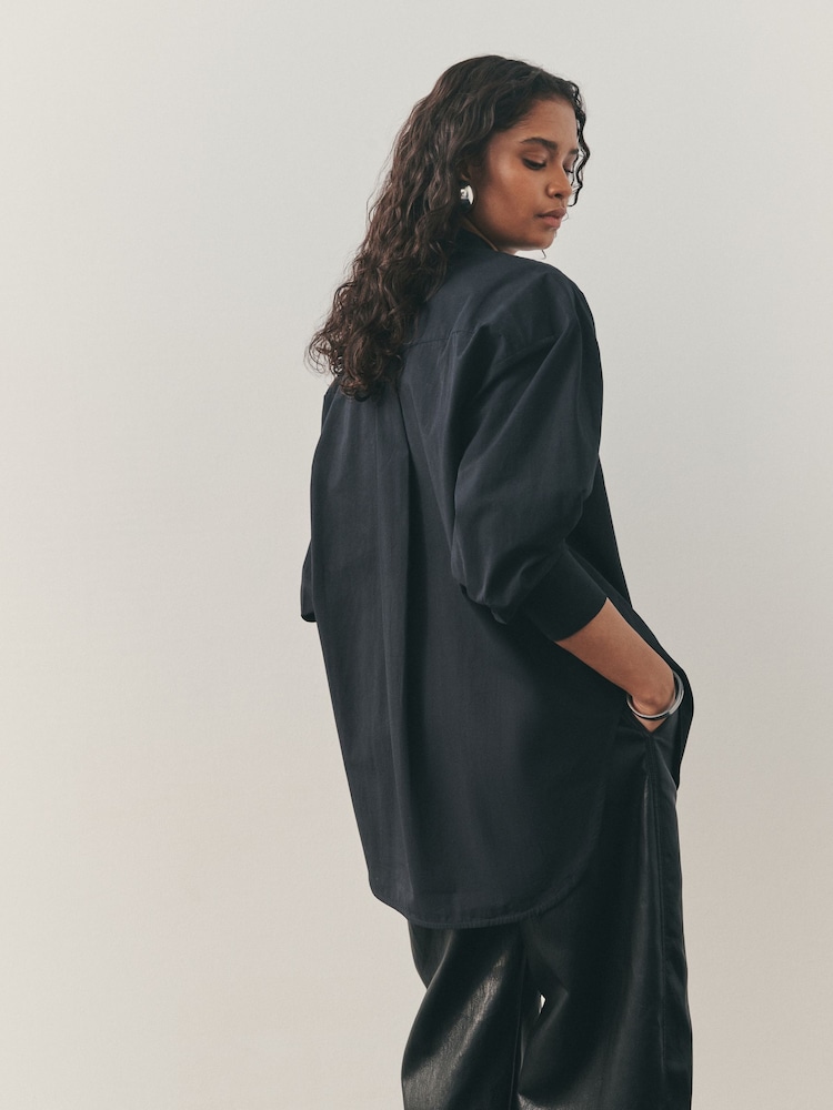 Nothing Ordinary Black Heavyweight Cotton Relaxed Shirt - Image 2 of 11 Nothing Ordinary Black Heavyweight Cotton Relaxed Shirt - Image 2 of 11