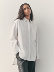 Nothing Ordinary White Heavyweight Cotton Relaxed Shirt - Image 1 of 6