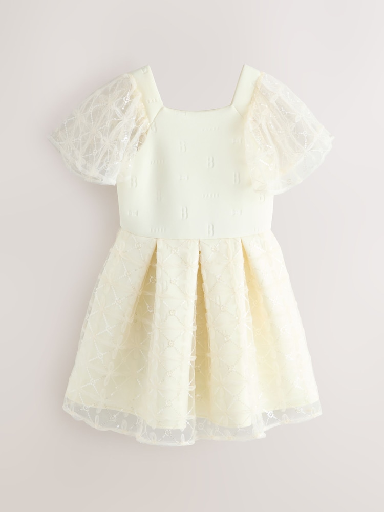 Baker by Ted Baker Mesh Overlay Angel Sleeve Scuba Dress - Image 1 of 5