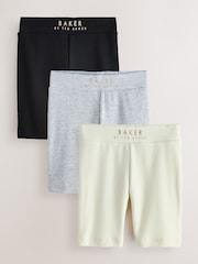 Baker by Ted Baker Black/Lime Ribbed Cycling Shorts 3 Pack - Image 1 of 7