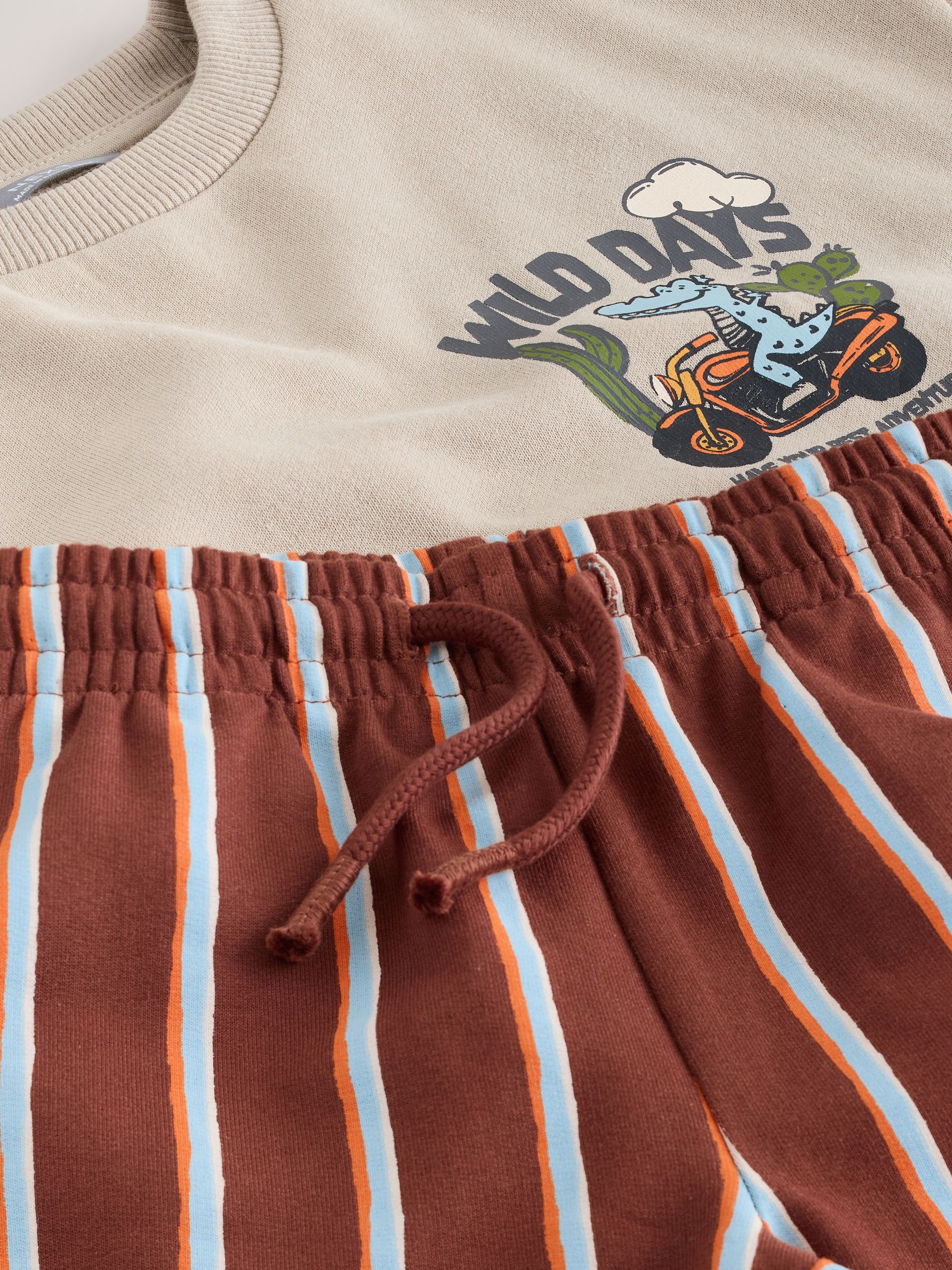Buy Ecru Wild Days Crew Neck Sweatshirt and Shorts Set (3mths-7yrs
