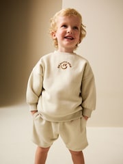 Stone Big Happy Smile Crew Neck Sweatshirt and Shorts Set (3mths-7yrs) - Image 1 of 4