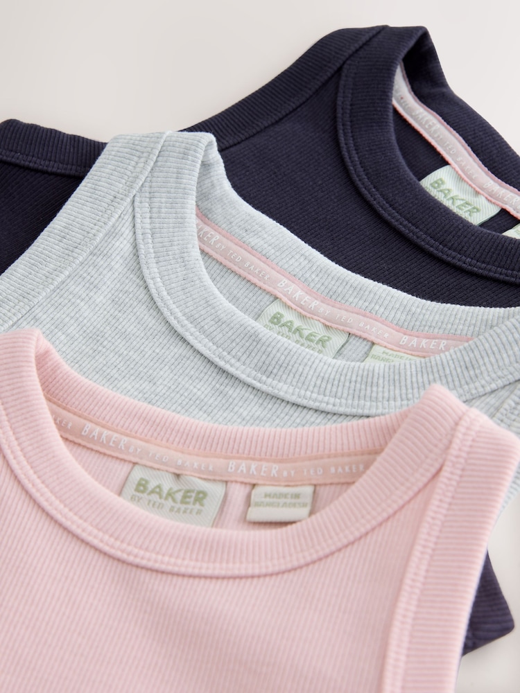 Baker by Ted Baker 3 Pack Ribbed Racer Vests - Image 8 of 8