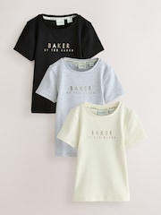 Baker by Ted Baker Multi Ribbed Fitted Crop Tops 3 Pack - Image 1 of 7