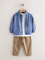 أزرق - Jersey Shirt T-Shirt and Joggers 3 Piece Set (3mths-7yrs) - صورة 1 من 5