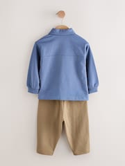 أزرق - Jersey Shirt T-Shirt and Joggers 3 Piece Set (3mths-7yrs) - صورة 2 من 5