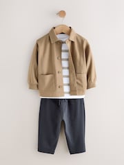 بني فاتح بني - Jersey Shirt T-Shirt and Joggers 3 Piece Set (3mths-7yrs) - صورة 1 من 5