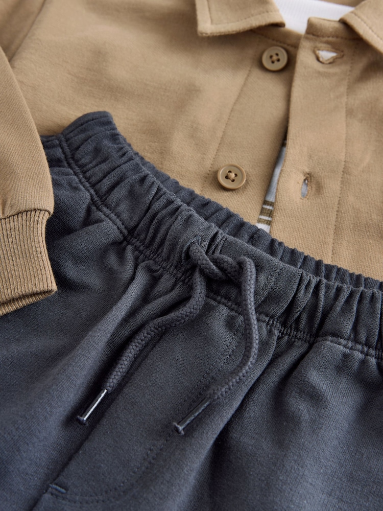 Tan Brown Jersey Shirt T-Shirt and Joggers 3 Piece Set (3mths-7yrs) - Image 11 of 11 Tan Brown Jersey Shirt T-Shirt and Joggers 3 Piece Set (3mths-7yrs) - Image 11 of 11