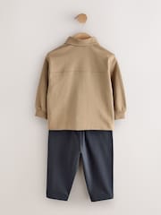 بني فاتح بني - Jersey Shirt T-Shirt and Joggers 3 Piece Set (3mths-7yrs) - صورة 3 من 5