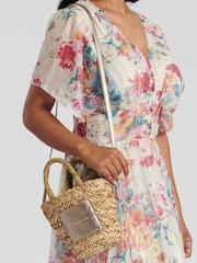 South Beach Metallic Mini Bronze Straw Cross-Body Bag - Image 1 of 4
