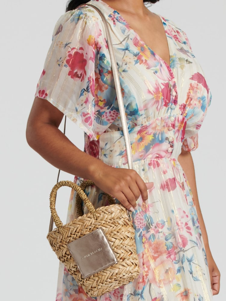South Beach Metallic Mini Bronze Straw Cross-Body Bag - Image 1 of 4