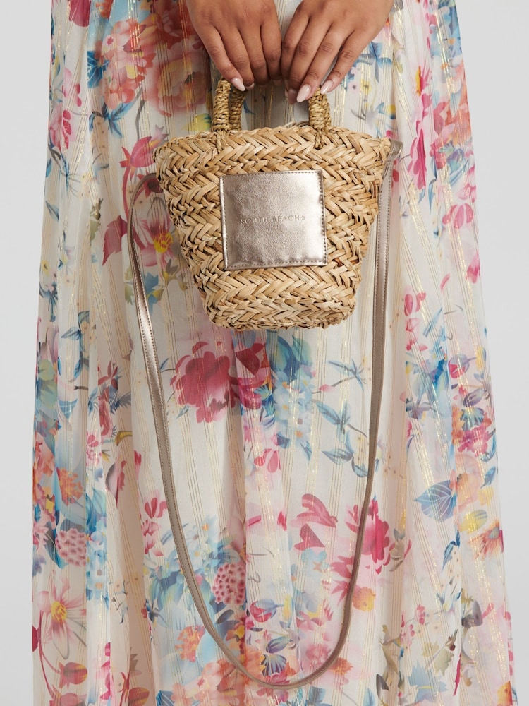 South Beach Metallic Mini Bronze Straw Cross-Body Bag - Image 2 of 4