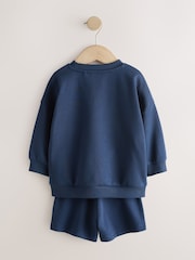 Navy Big Smile Crew Neck Sweatshirt and Shorts Set (3mths-7yrs) - Image 7 of 9