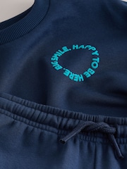 Navy Big Smile Crew Neck Sweatshirt and Shorts Set (3mths-7yrs) - Image 9 of 9