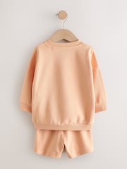 Orange Cool Kids Club - حزمة سويت شيرت وشورت ياقة بحافة مستديرة (3 أشهر -7 سنوات) - صورة 7 من 9