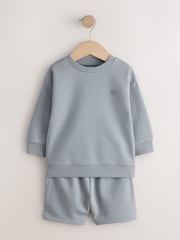 Grey Single Plain Crew Neck Sweatshirt and Shorts Set (3mths-7yrs) - Image 1 of 6