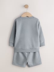 Grey Single Plain Crew Neck Sweatshirt and Shorts Set (3mths-7yrs) - Image 3 of 6