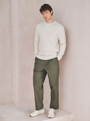 Neutral Slim Fit Textured Stitch Crew Neck Jumper - Image 2 of 4