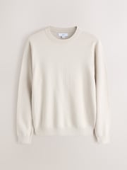 뉴트럴 - Slim Fit Cotton Rich Textured Stitch Crew Neck Jumper - 7의 이미지 5