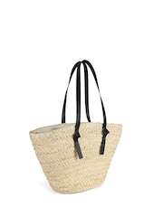 South Beach Light Brown Shoulder Straw Tote Bag - Image 4 of 5