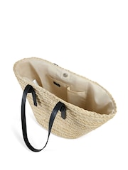 South Beach Light Brown Shoulder Straw Tote Bag - Image 5 of 5