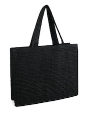 Negro - Bolso tote de hombro tejido de paja de South Beach - Imagen 4 de 5