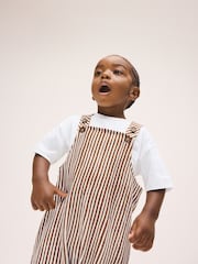 Brown and Off White Stripe Dungarees and T-Shirt Set (3mths-7yrs) - Image 4 of 9