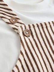 Brown and Off White Stripe Dungarees and T-Shirt Set (3mths-7yrs) - Image 9 of 9