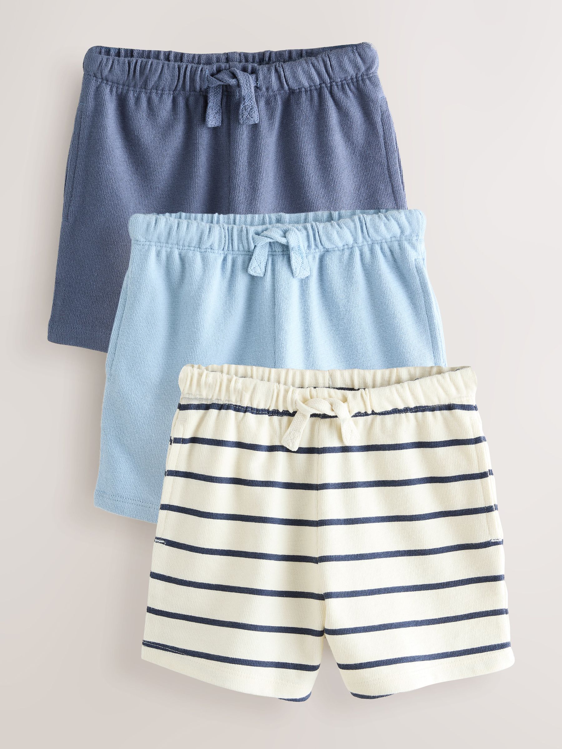 Buy Blue And Striped Textured Shorts 3 Pack (3mths-7yrs) from Next USA