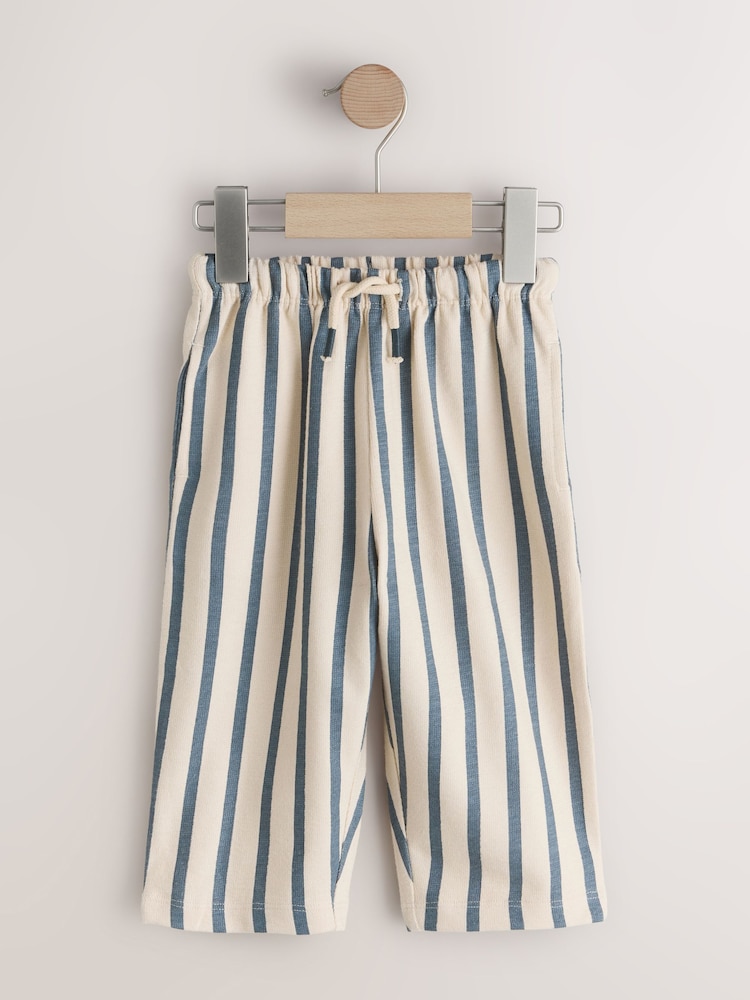Blue Tan And Stripe Textured Wide Leg Joggers 3 Pack (3mths-7yrs) - Image 2 of 7