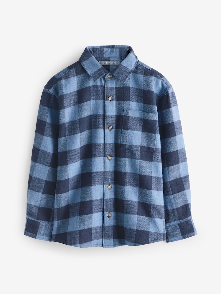 Blue Brushed Cotton Check Shirt - Image 1 of 1