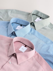 Pink/ көк / жашыл - Кадимки формада, оңой кам көрүлүүчү текстураланган бир манжеттүү акылдуу футболкалар 3 топтому - 9ичинен 8 сүрөт