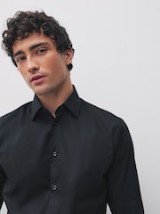 White/Black Cotton Stretch Long Sleeve Single Cuff Smart Shirts 2 Pack - Image 10 of 11