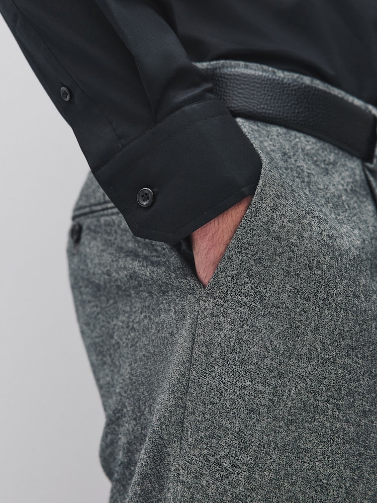 White/Black Cotton Stretch Long Sleeve Single Cuff Smart Shirts 2 Pack - Image 11 of 11