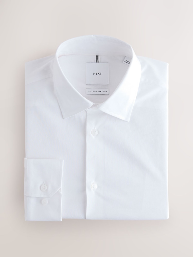 White/Black Cotton Stretch Long Sleeve Single Cuff Smart Shirts 2 Pack - Image 2 of 11